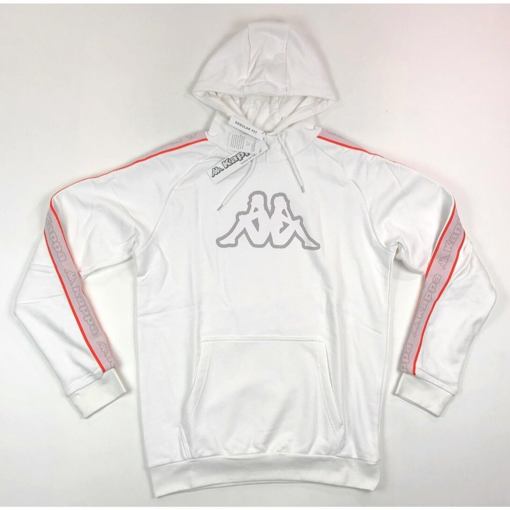 Kappa Logo Tape Apet 2 Mens XL White Regular Fit Pullover Hoodie Sweatshirt - Picture 1 of 12